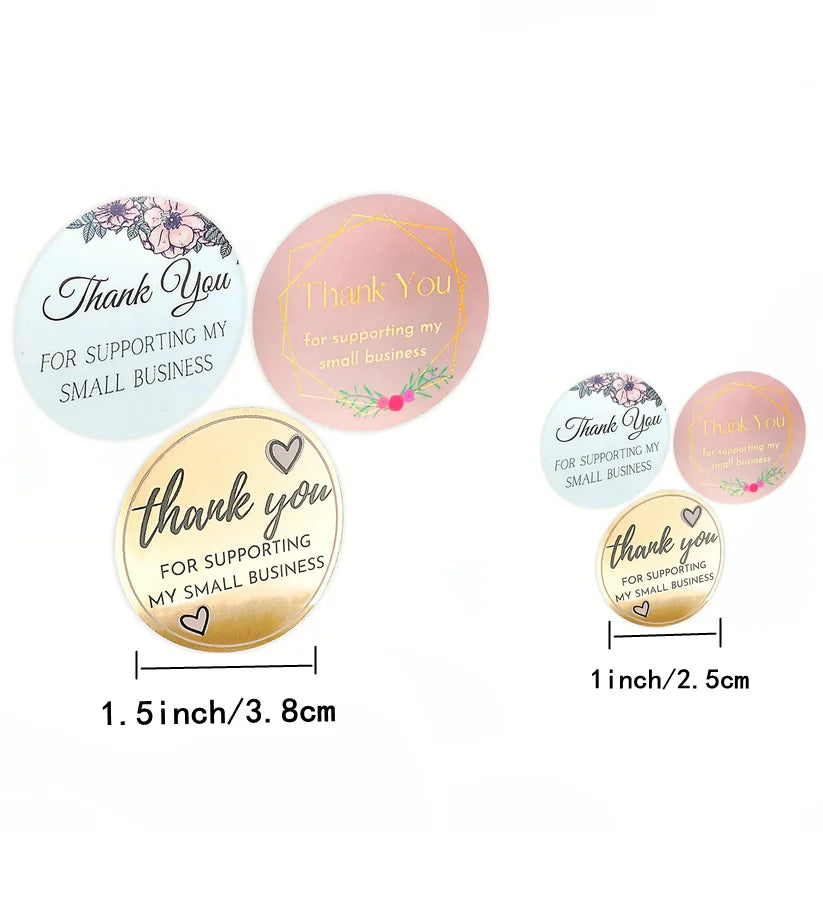 500pcs Thank You Stickers for Small Business | Floral Gift Packaging Seal Labels alternate view