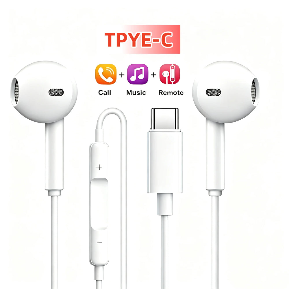 TypeC Wired Headphone Suitable For IPhone15 16 Earbuds Xiaomi 17 15 14 13 12 3.5MM AU alternate view