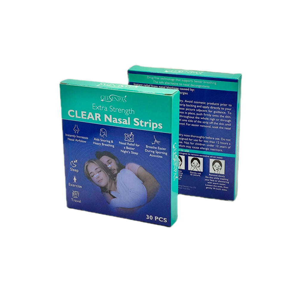 Extra Strength Clear Nasal Strips 30 Pack | Anti-Snoring Aid for Better Breathing close-up view