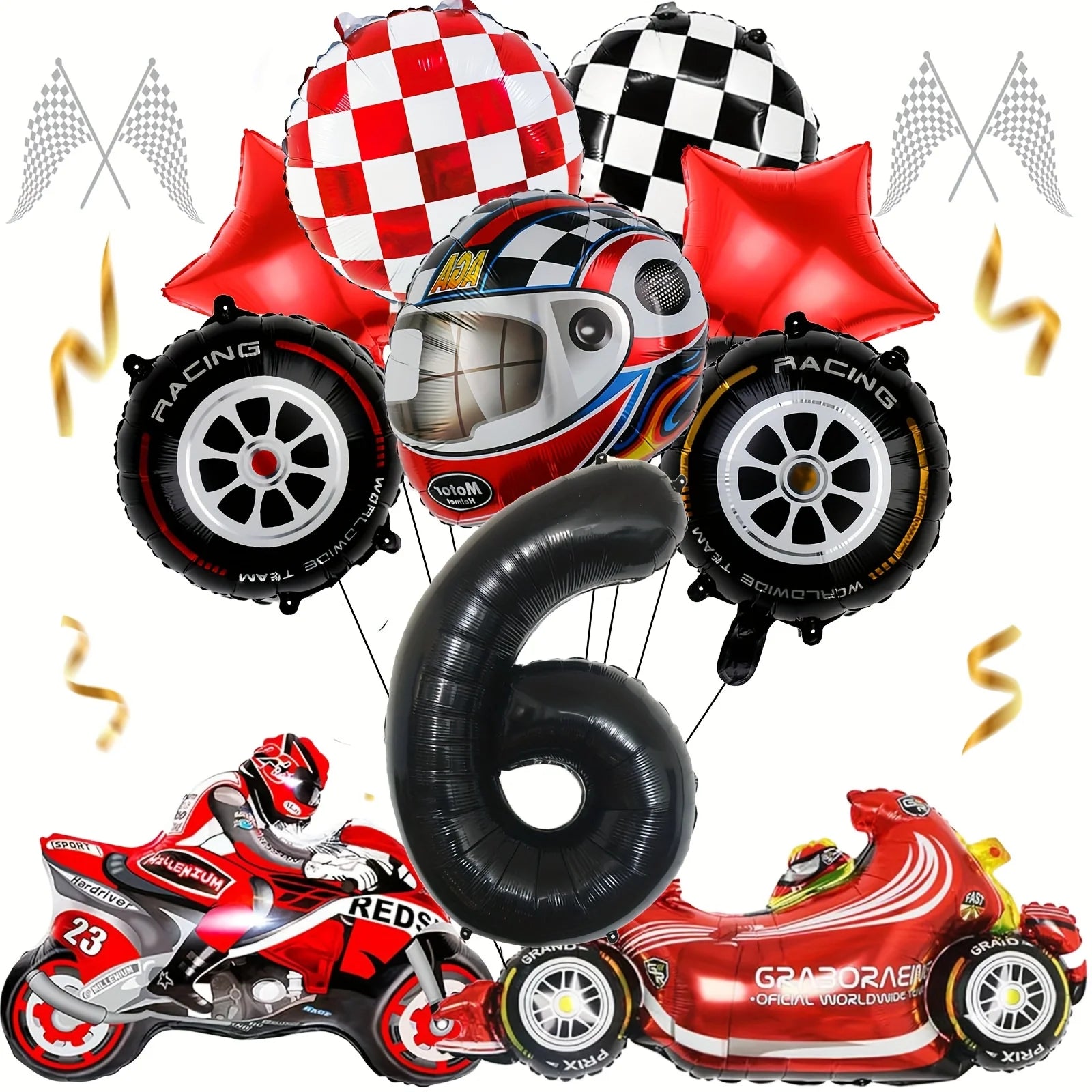 12pcs Racing Car Balloon Birthday Set | Party Decor for Boys close-up view