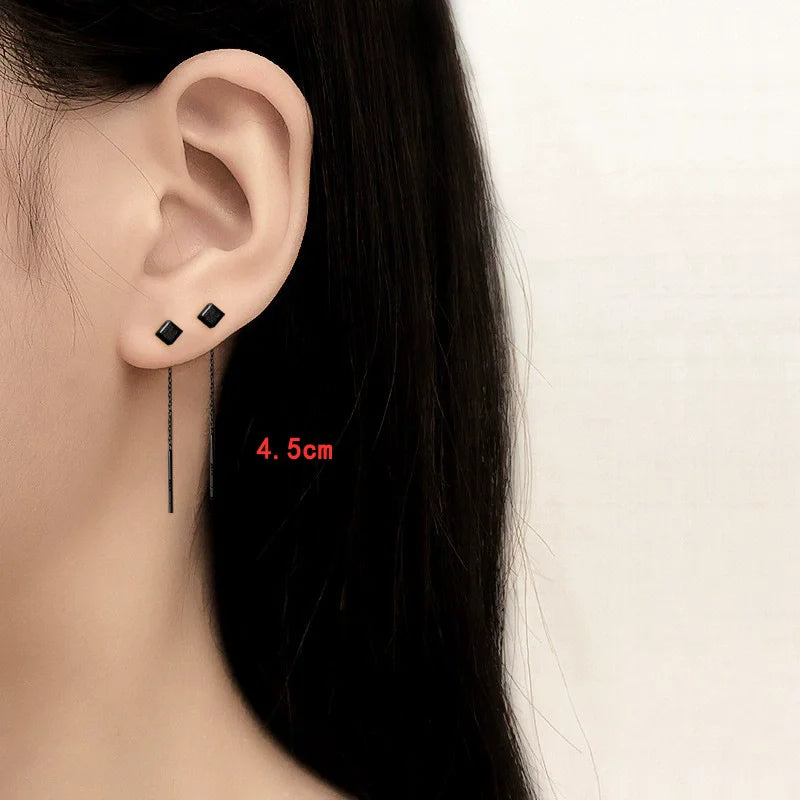 Ventfille 925 Sterling Silver Star Earring for Women Girl Simple Tassels Chain Fashio lifestyle view