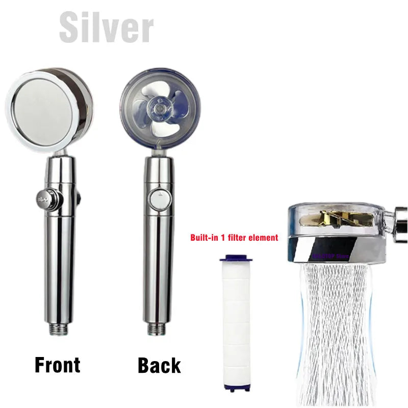 360 Degrees Rotation Turbo Fan Shower Head High Pressure Water Saving Spray Adjusta additional angle