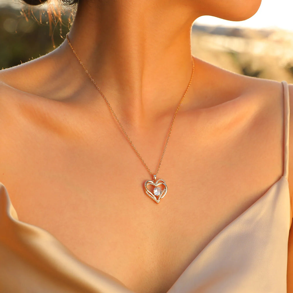 Heart Woman Necklace Birthstone Heart I Love You Jewelry For Wedding Birthday Party M lifestyle view