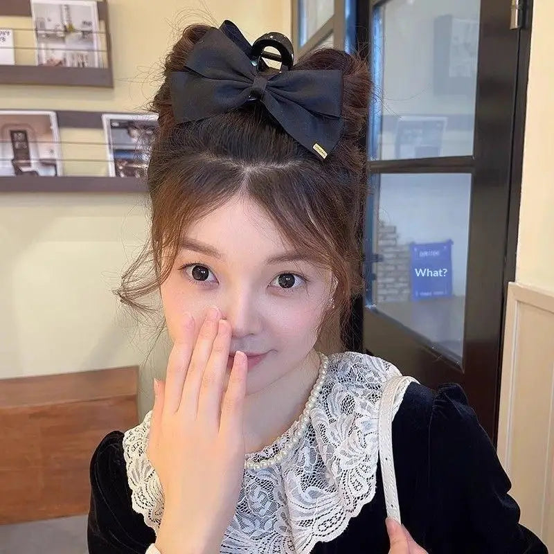 French Elegant Hair Clip Black Bow Claw Clip Women Girl Back Of Head Tie Hairpin Fashion Hair Accessories
