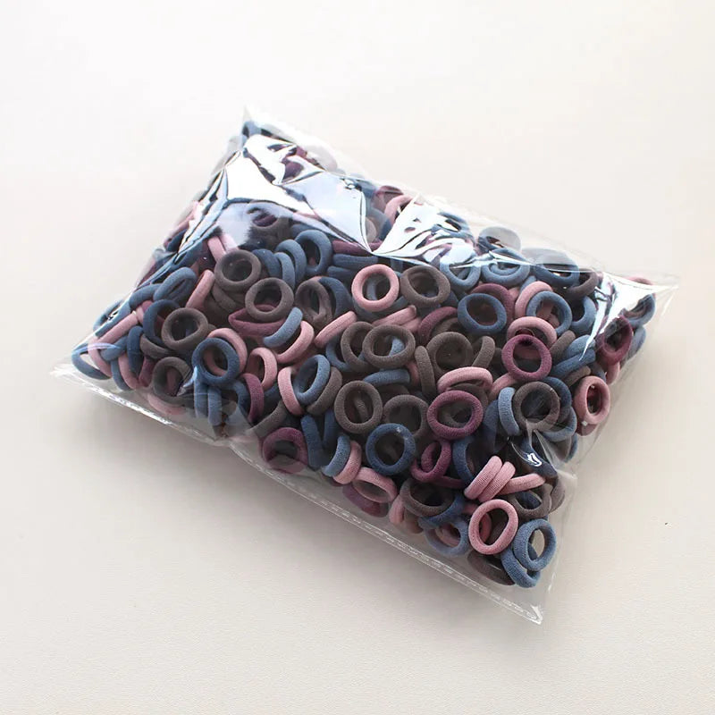 100/300/500Pcs Hair Bands for Children Colorful Nylon Scrunchie Hair Ties Rubber Band Ki detail view