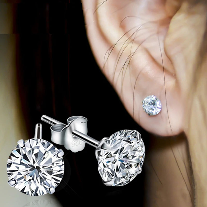 2 Carat 8.0mm D Color Moissanite Stud Earrings For Women Top Quality 100% 925 Sterling S detail view