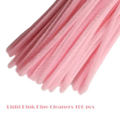 100pcs Pink Pipe Cleaners | Chenille Stems for Art and Craft Supplies close-up view