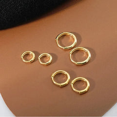 2pcs Fashion Hoop Earrings, Gold Color Tiny Cartilage Earrings Piercing Jewelry Trendy close-up view
