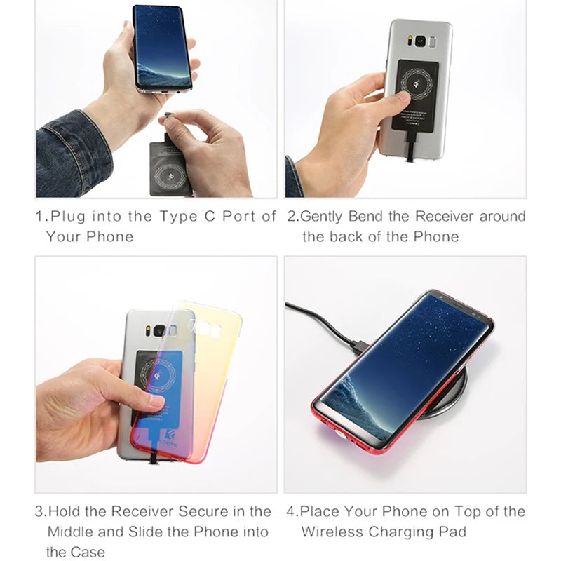 Universal Wireless Charging Receiver with Type-C Connector – Fast & Easy Charging - Onlytenbucks.com