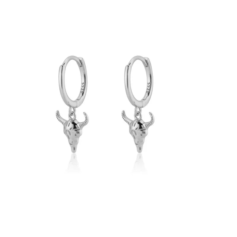 CIAXY Retro Cow Head Earrings for Women Men | 14K Gold Plated Animal Drop Earrings additional angle