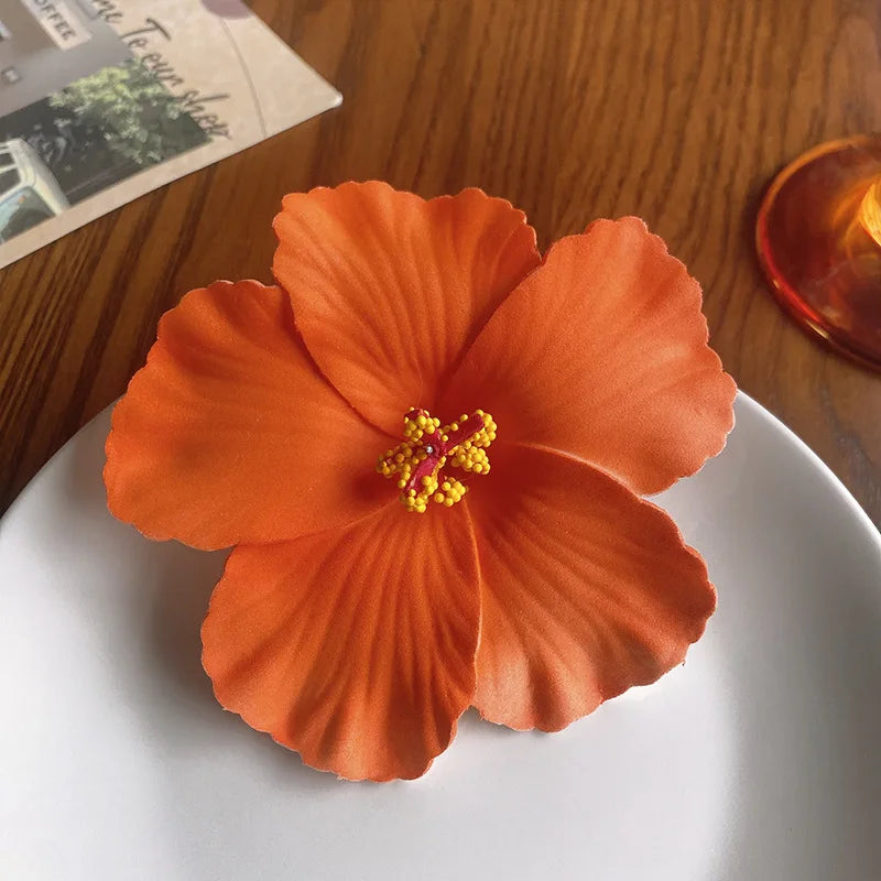 Egg Flower Hibiscus Hawaiian Headdress Dried Flower Hairpin Bangs Clip Duckbill Hair Clips Hair Accessories