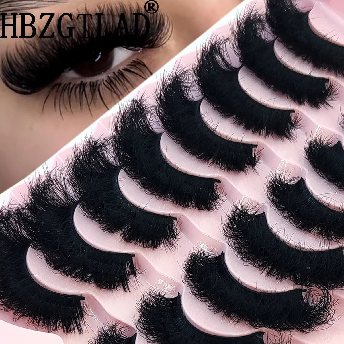 5-8 Pairs Natural Russian Striped Mink Lashes | 3D Volume Wavy False Eyelash Extensions detail view