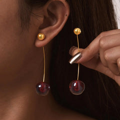 Vnox Vivid 3D Cherry Earrings | Fashion Cute Fruit Drop Earrings for Women alternate view