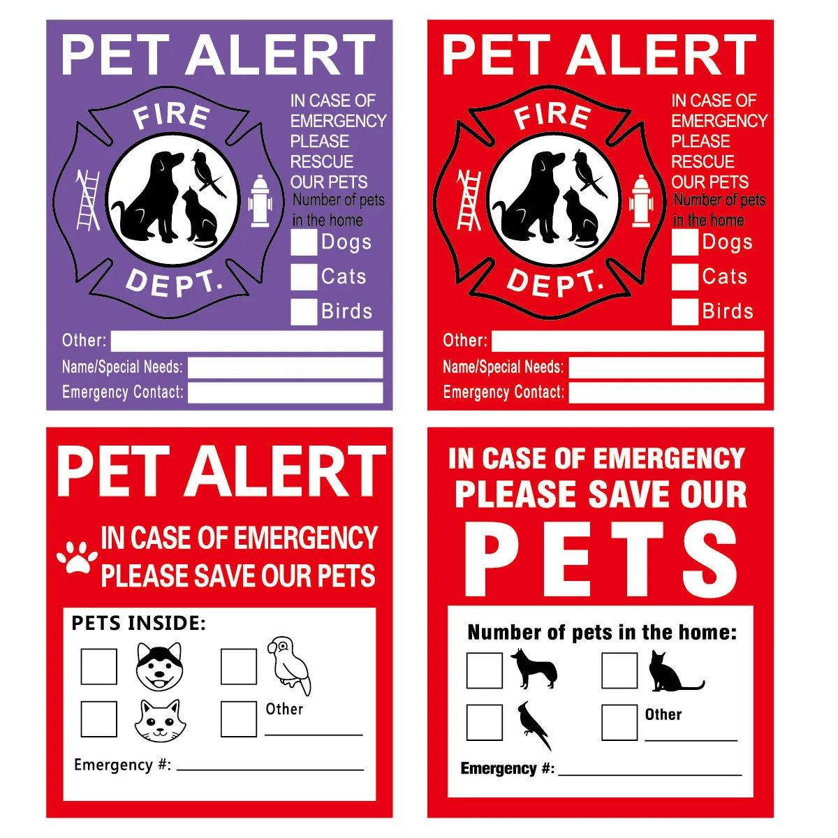 Pet Alert Safety Stickers for Fire Rescue | Emergency Pet Inside Decal for Window or Doo detail view