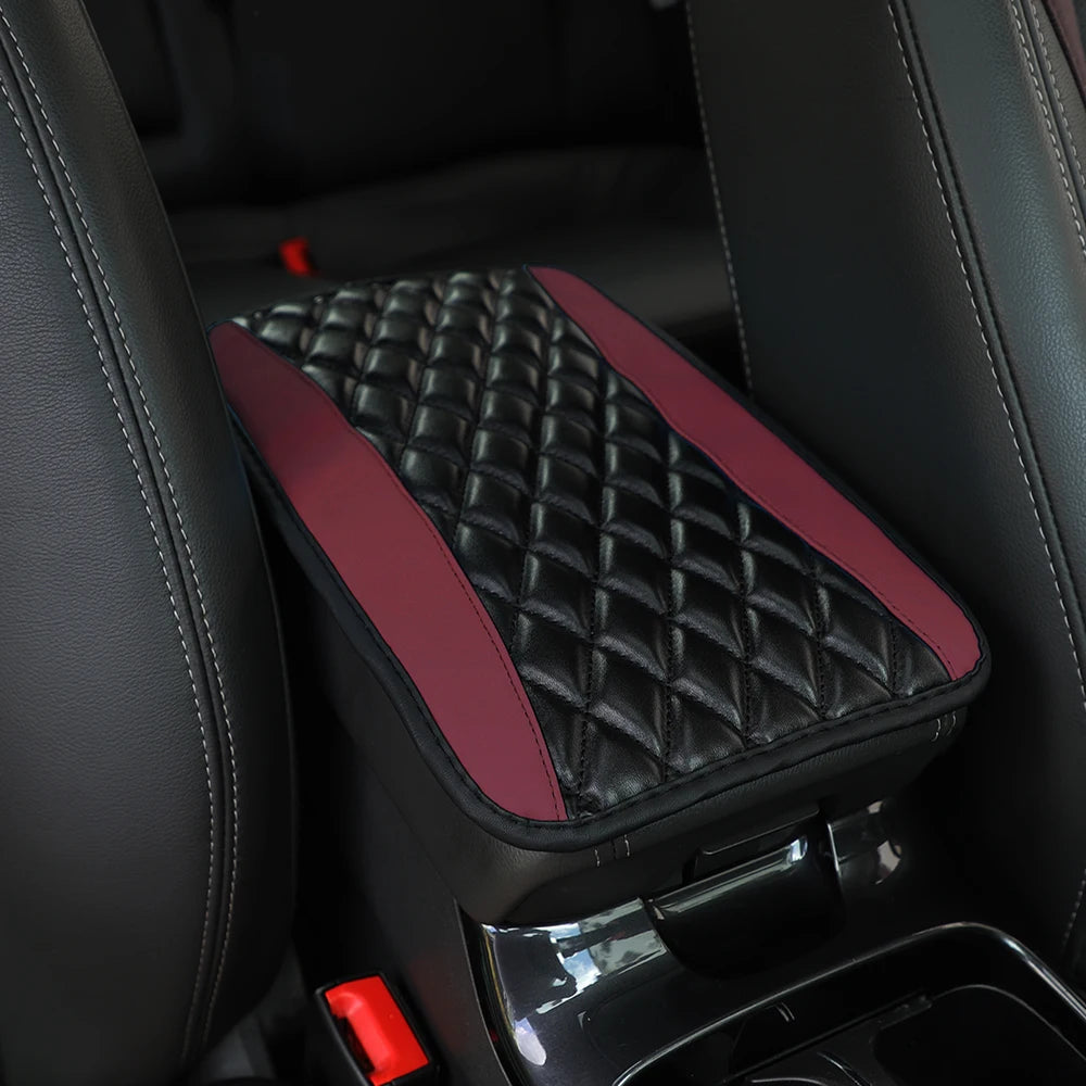 PU leather multi-color three-dimensional embroidered car armrest cushion, center cons lifestyle view