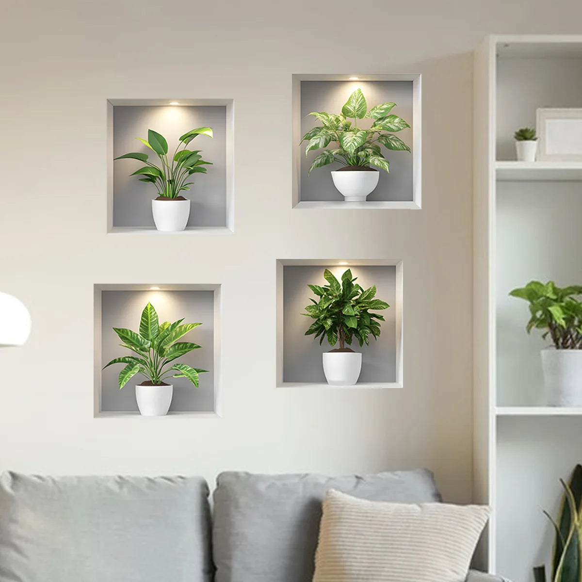 Green Plant Wall Stickers | Modern Home Decor Set close-up view