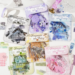 Fragmented Verse Patchwork Fabric PET Sticker Pack | 120pcs DIY Craft Stickers