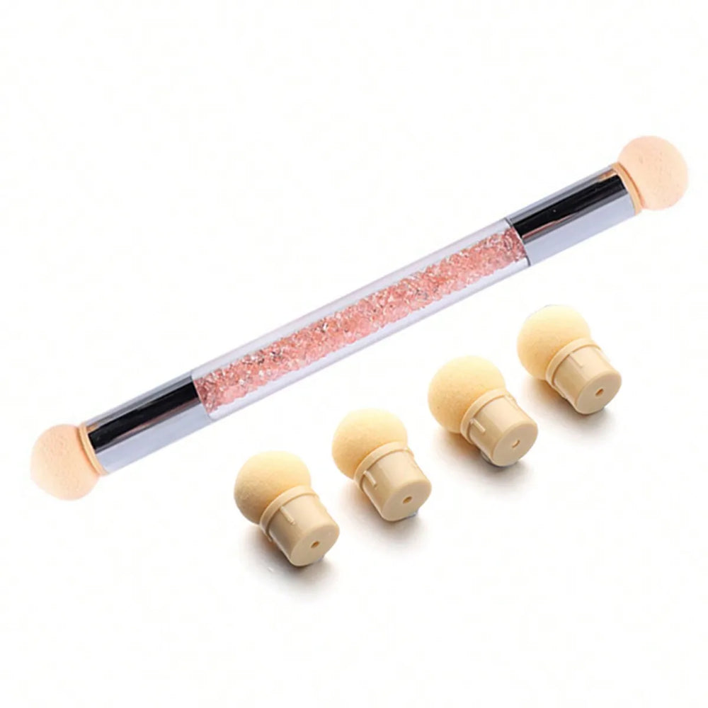 Double-ended Gradient Shading Pen Dotting Brush Head Sponge Rhinestone Handle Nail Art P detail view