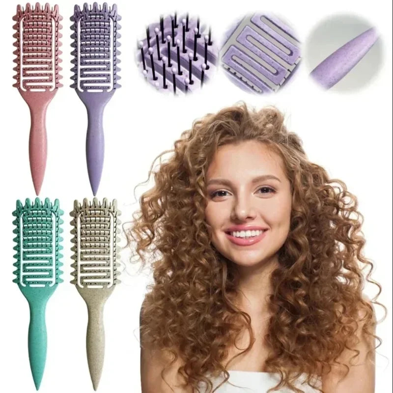 Curl Define Styling Brush Hollow Out Detangling Comb For Wet Dry Curly Hair Shaping Barber Hairdress
