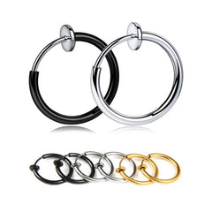 1 Pair Punk Stealth Clip On Earrings | No Hole Ear Cuff and Helix Ring Set