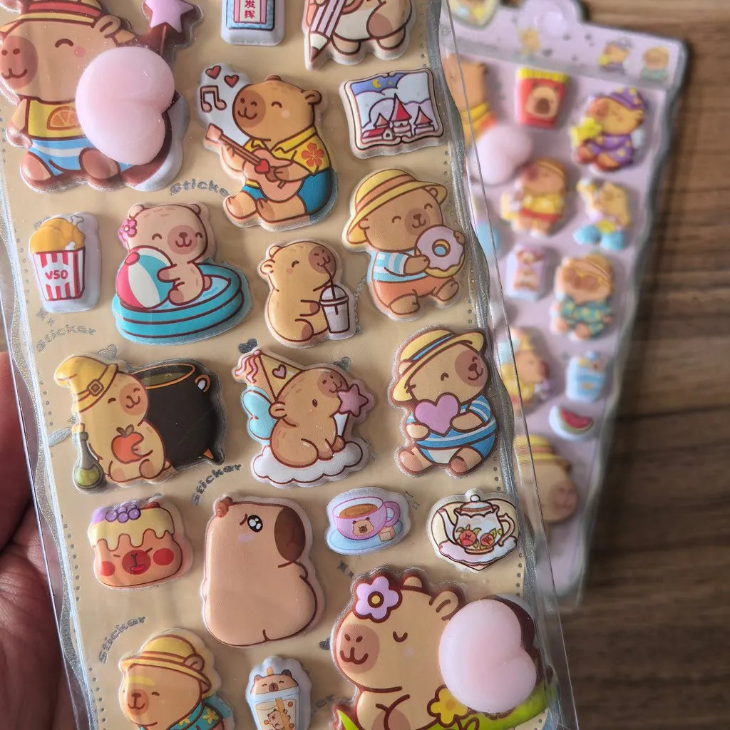 Capybara Themed PP Sticker Set (2 Pcs) - Fun Embellishments for Planners & Handcrafts Re detail view