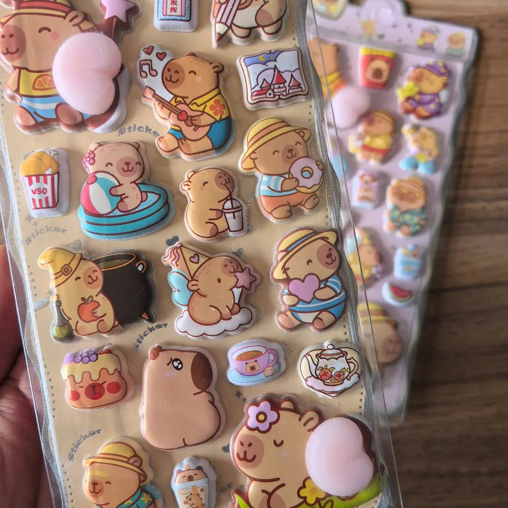Capybara Themed PP Sticker Set (2 Pcs) - Fun Embellishments for Planners & Handcrafts Re detail view