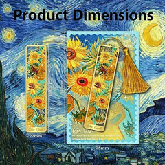 Van Gogh Monet Oil Painting Metal Bookmark Hollow Art Book Mark With Tassel, Vintage alternate view