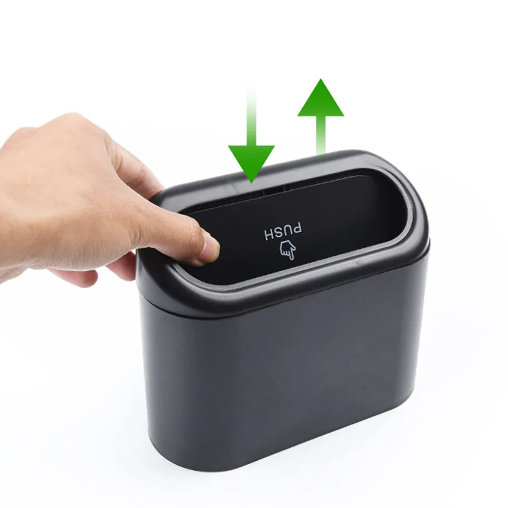 Car Trash Can With Lid | Leak-Proof Mini Car Organizer for Auto Office Home close-up view