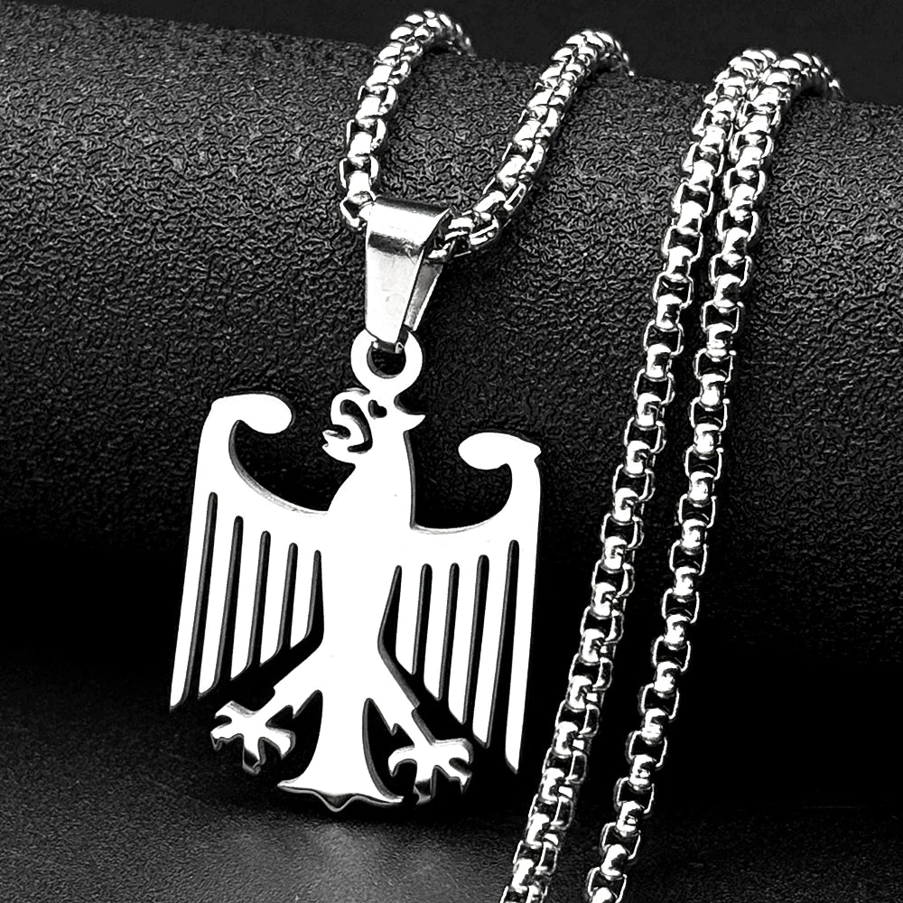 Hollow German Eagle Bundesadler National Emblem Symbol Pendant Necklaces Gold Color additional angle