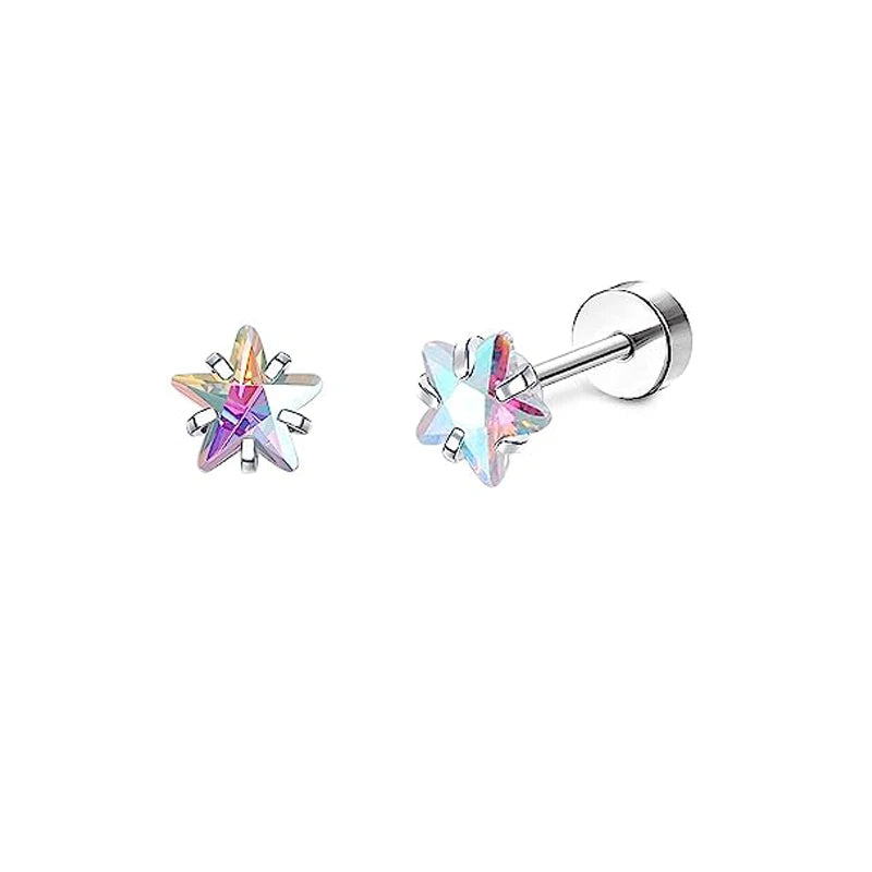 2pcs/lot 20G Star Heart Butterfly Stud Earring for Women Stainless Steel Crystal Earri close-up view