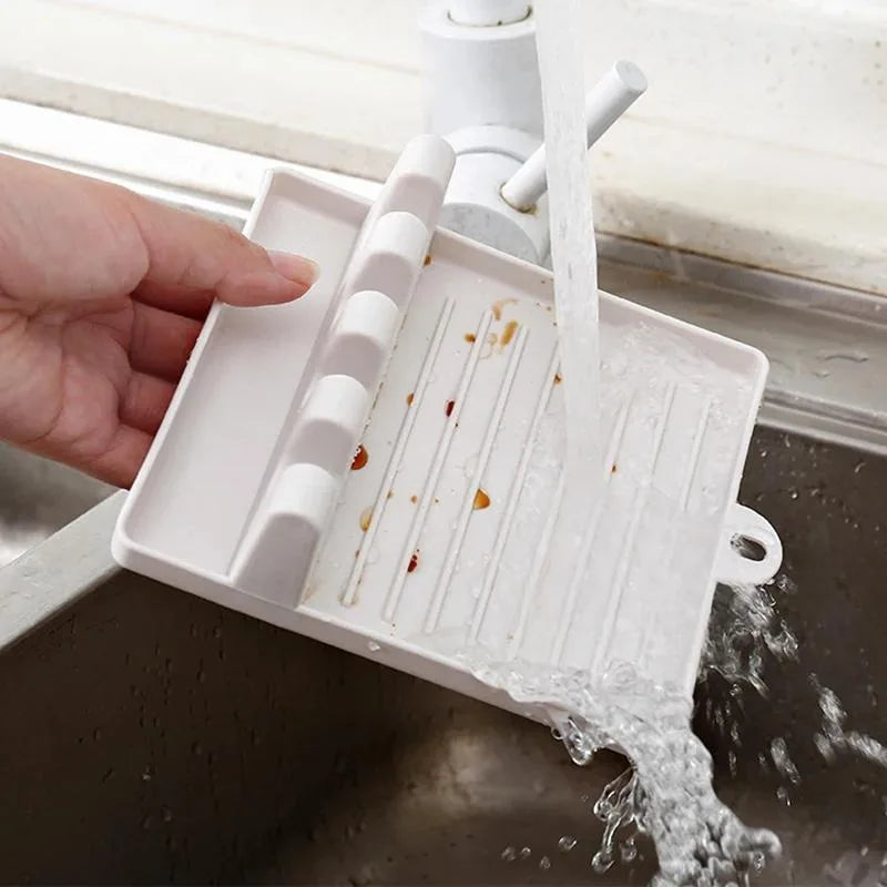 Plastic Spoon Rest with Chopstick Slot | Kitchen Counter Organizer additional angle