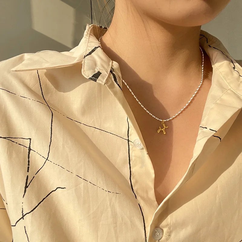 Silver Balloon Dog Pendant Necklace | Cute Animal Charm Jewelry lifestyle view