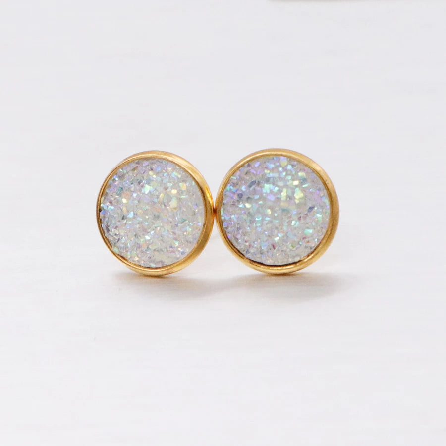 Glitter Resin Stud Earrings Set | Colorful Stainless Steel Jewelry additional angle