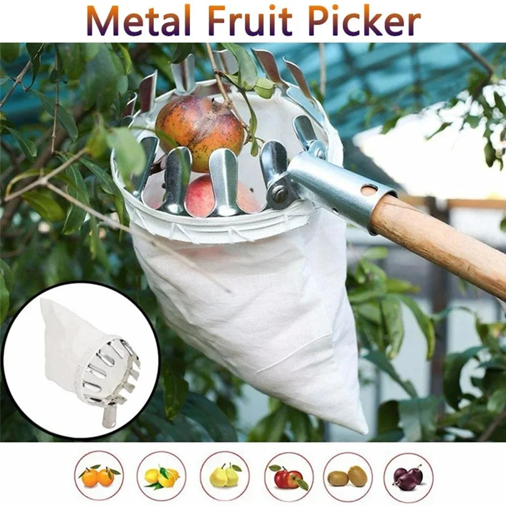 Metal Fruit Picker Head with Cloth Pouch