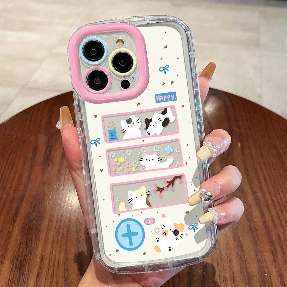 Cut Cat Aninal Phone Case For iPhone 15 Funda iPhone 16 17 Pro Max 11 13 14 12 7 8 Plu close-up view