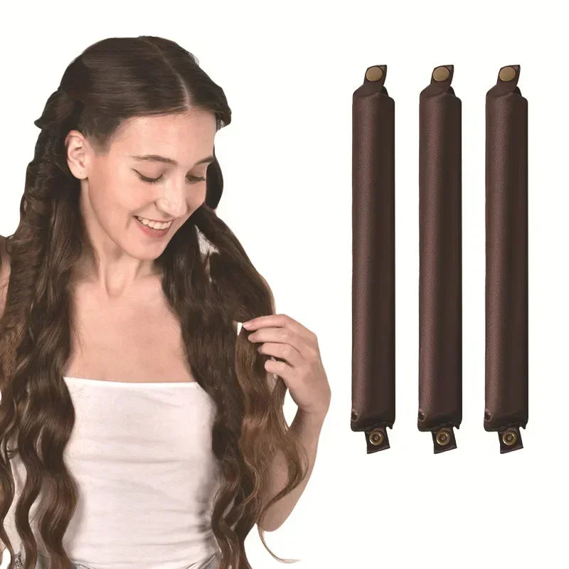 Heatless Hair Curler Set | Satin Flexi Rods for Overnight Curls close-up view