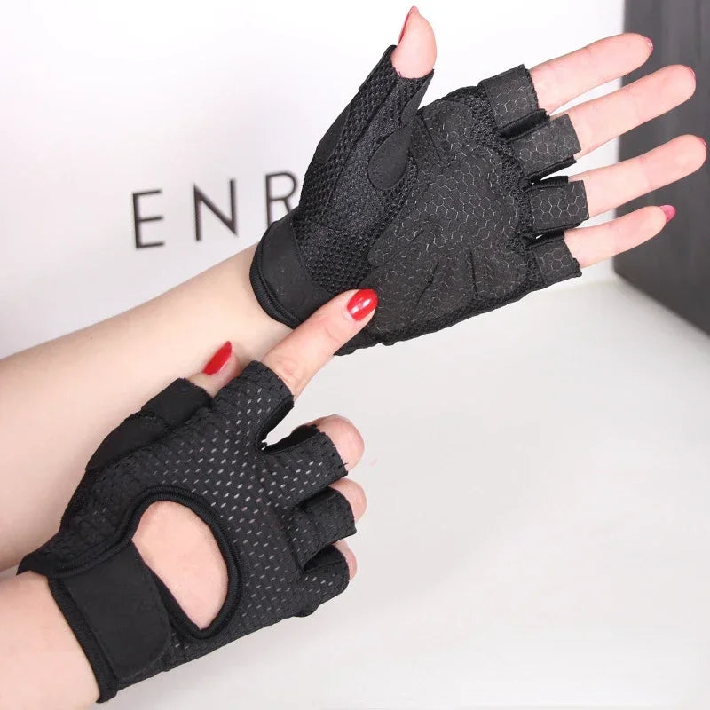 Fingerless Gym Gloves | Breathable Weightlifting Gloves with Gel Pads for Men and Wome close-up view