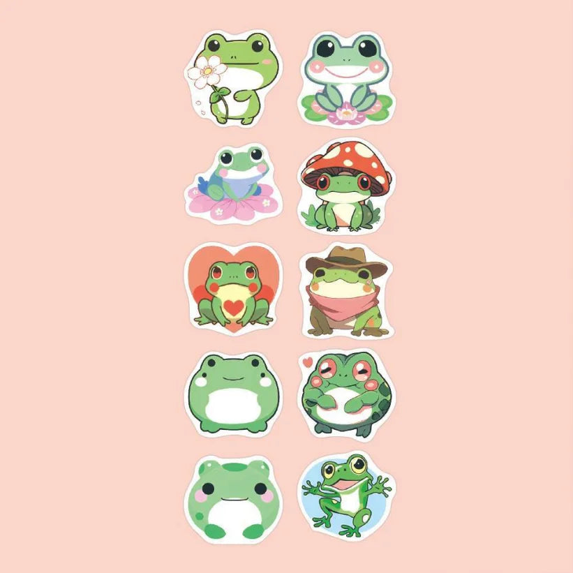 100-500pcs Cute Traveling Frog Cartoon Graffiti Stickers DIY Phone Guitar Laptop Notebook Suitcase Waterproof Sticker Kids Toy