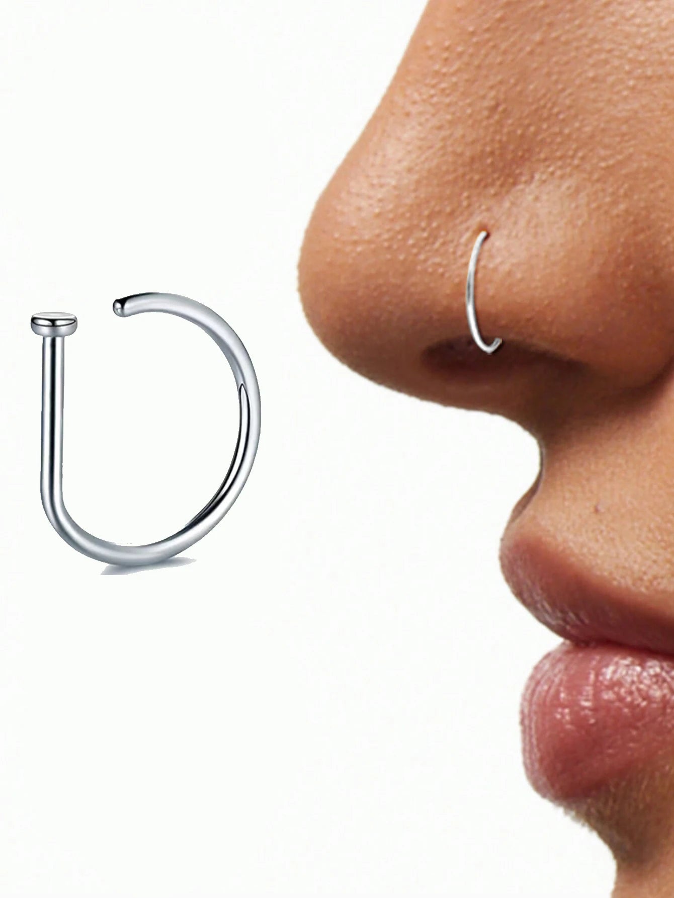 Stainless Steel Ring Nostril Body Jewelry New Curved Barbells Fake Nose Piercing D Sh alternate view