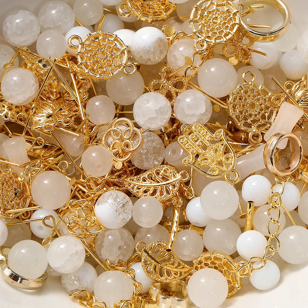 30-50G/Lot Mixed Glass Beads Metal Pendants Spacer Bead Jewelry Accessories for DIY Brac detail view