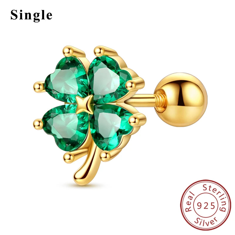 925 Stainless Steel Stud Earrings For Women Girls Simple Flower Bow Star Moon Zircon Pie detail view