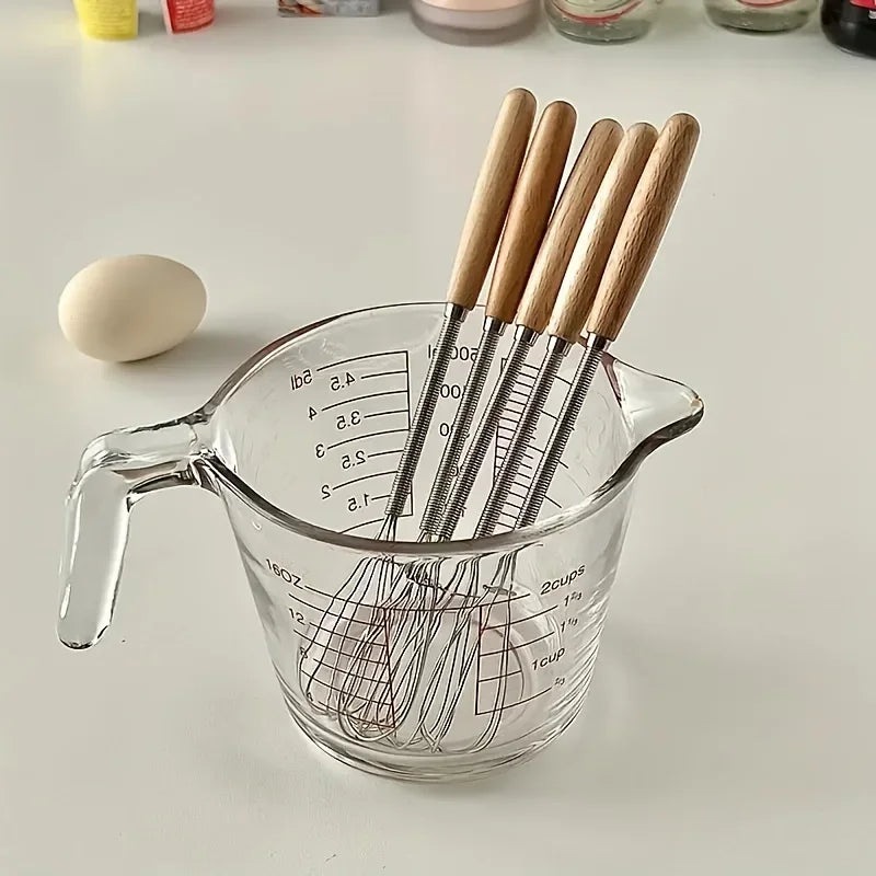 Stainless Steel Mini Egg Beater Wooden Handle Whisk Egg Mixer Baking Baking Set Home Cak detail view