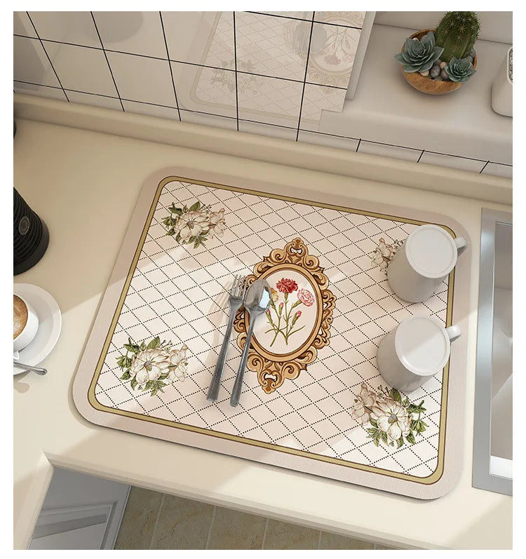 Mat Antiskid Draining Coffee Dish Drying Mat Quick Dry Bathroom Drain Pad Tableware M lifestyle view