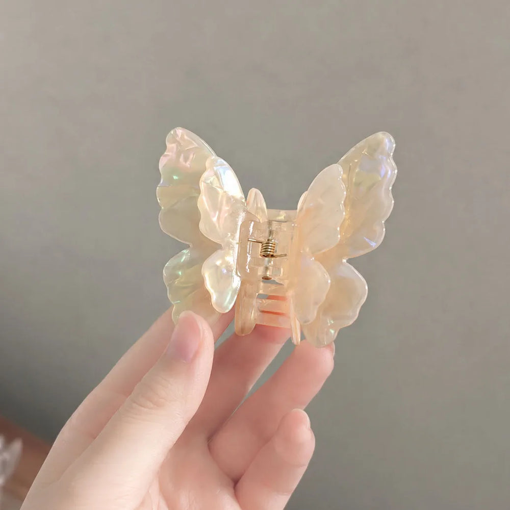 JIVELA Acetate Butterfly Hair Claw Clip Iridescent Mini Jaw Clip for Women Girls Kore lifestyle view