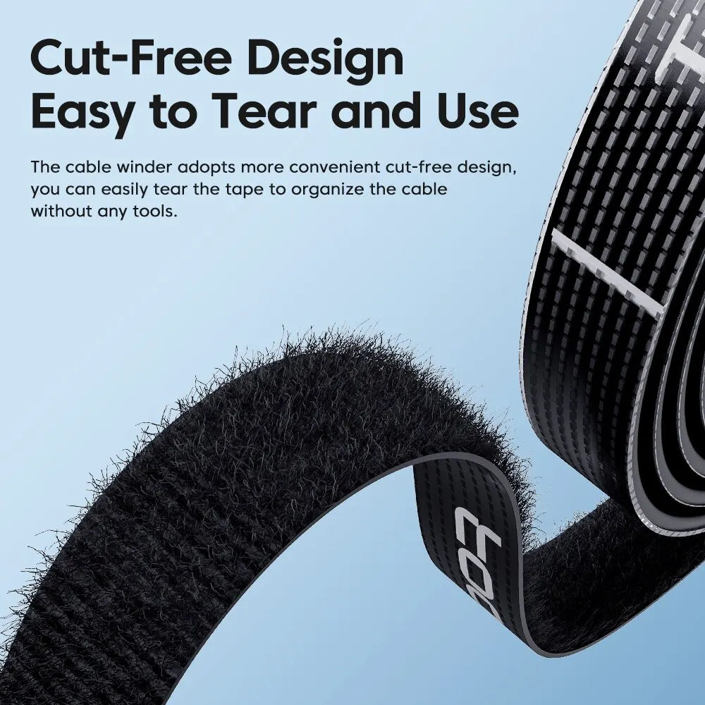 Toocki 5m Organizer Cable Management Tearable Organizador Cables 10mm Width Winder Tie close-up view