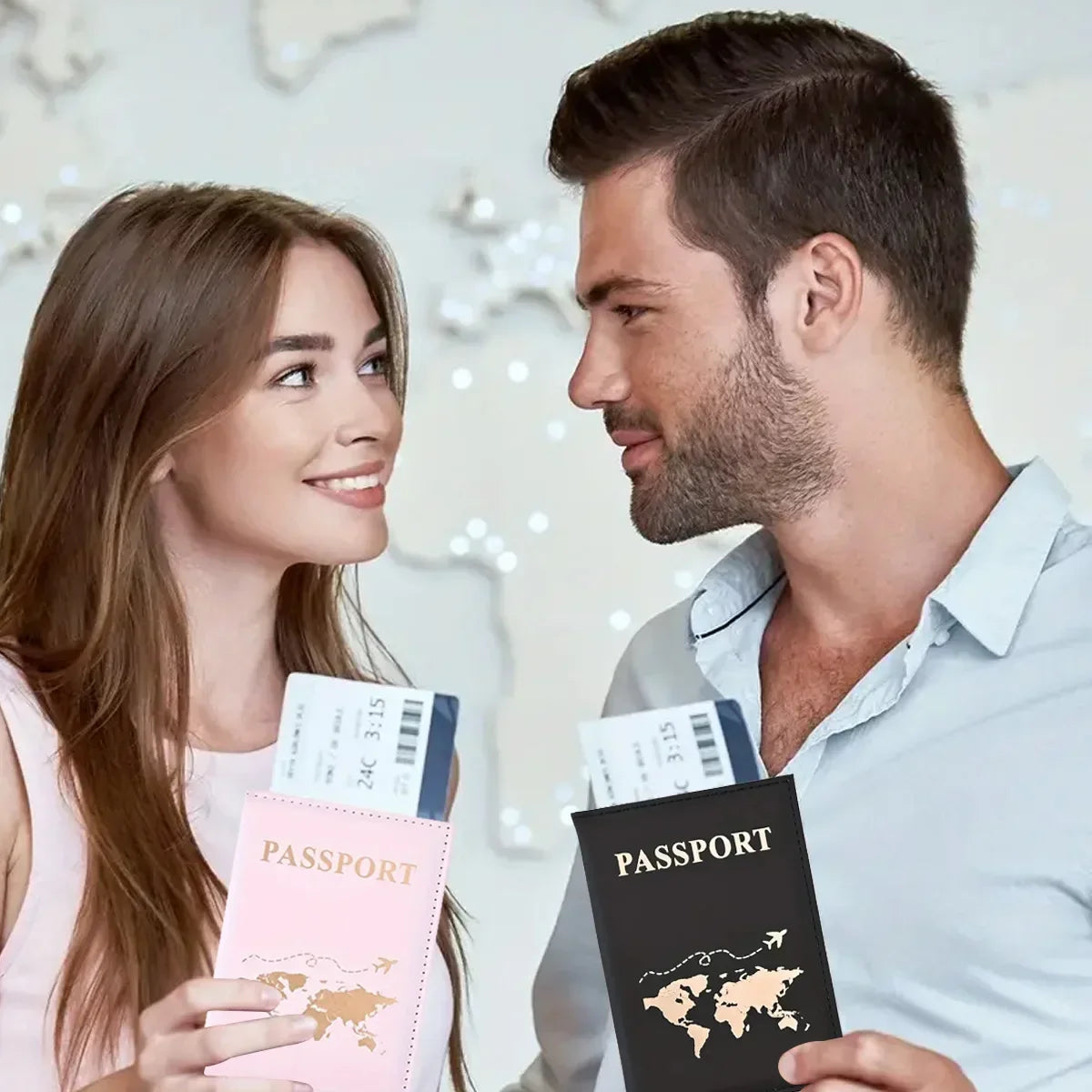 Fashion Passport Protective Cover World Pattern Travel Passport Holder Wallet Gift PU alternate view
