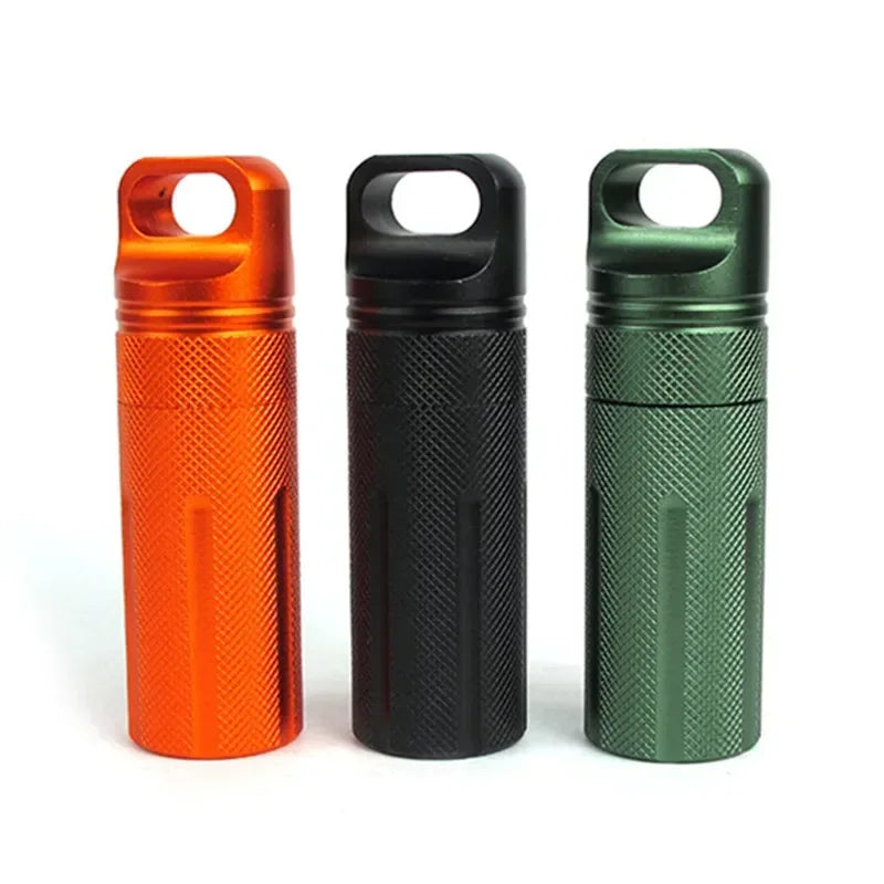 Aluminium Survival Pill Bottle | Waterproof Emergency First Aid Container lifestyle view