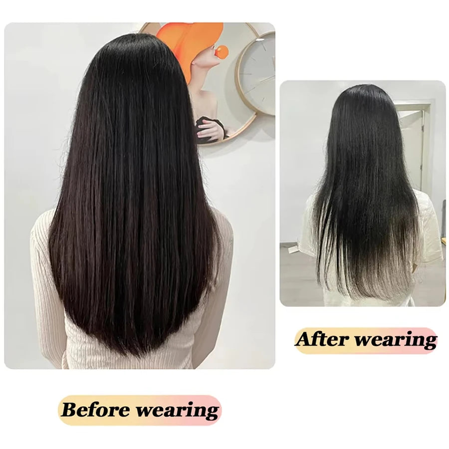 Synthetic Long Straight Clip In Hair Extension | 4 Clips Hidden Hair Piece Wig alternate view