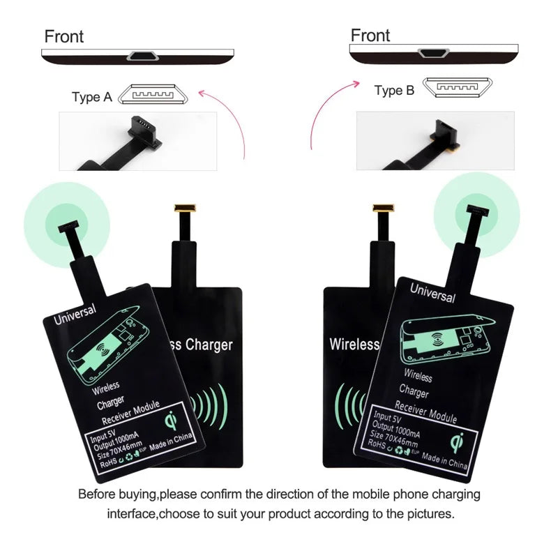 Universal Wireless Charging Receiver with Type-C Connector – Fast & Easy Charging - Onlytenbucks.com