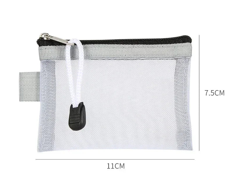 Mini Clear Nylon Mesh Zipper Coin Purse | Portable Wallet for Cards, Keys, and Lipstick detail view